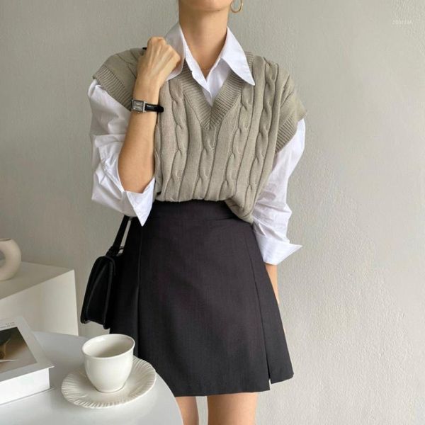 qooth ins women's loose blouse knitting vest two pieces clothing set autumn casual female qt198 blouses & shirts, White
qooth ins women's loose blouse knitting vest two pieces clothing set autumn casual female qt198 blouses & shirts, White