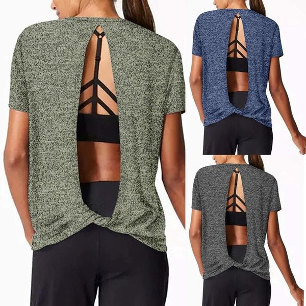 open back t shirt women poleras mujer de moda 2021 short sleeve loose fit activewear muscle workout femme t-shirts yoga outfit
open back t shirt women poleras mujer de moda 2021 short sleeve loose fit activewear muscle workout femme t-shirts yoga outfit