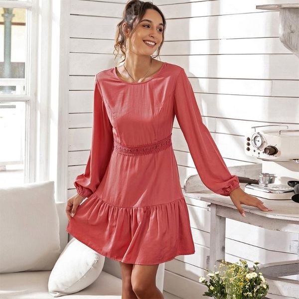 women puff long sleeve round neck tunic dress solid color lace up backless casual dresses, Black;gray
women puff long sleeve round neck tunic dress solid color lace up backless casual dresses, Black;gray