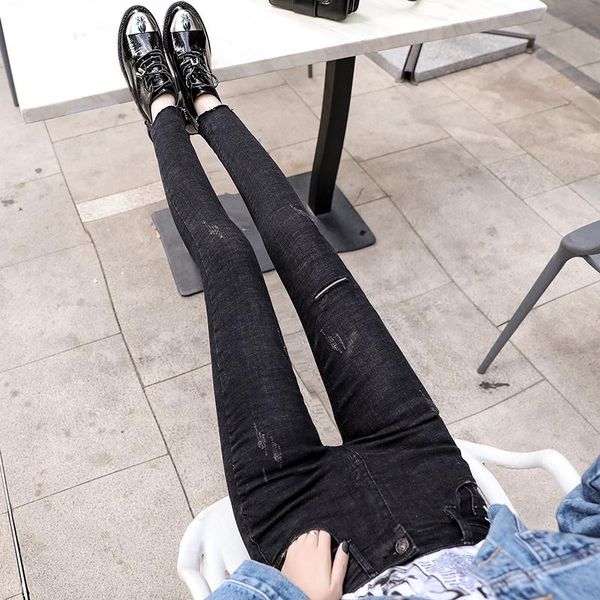 women's jeans large size solid color female winter black tight pants plus velvet thickening base scratching nine women, Blue
women's jeans large size solid color female winter black tight pants plus velvet thickening base scratching nine women, Blue