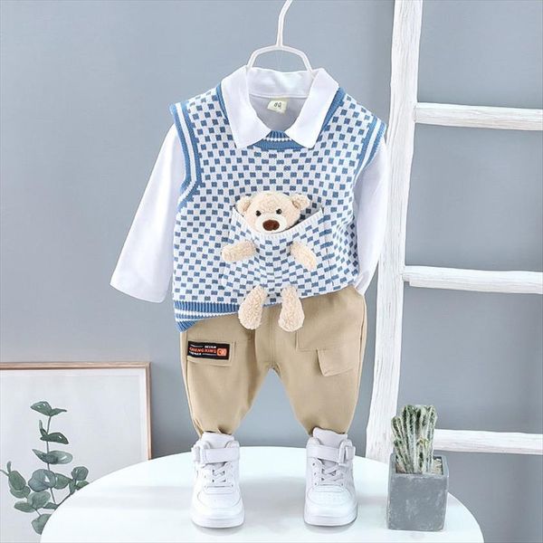 spring children fashion clothes baby boys sweater plaid vest shirt pants 3pcs set kids clothing toddler tracksuit 0 4 years, White
spring children fashion clothes baby boys sweater plaid vest shirt pants 3pcs set kids clothing toddler tracksuit 0 4 years, White