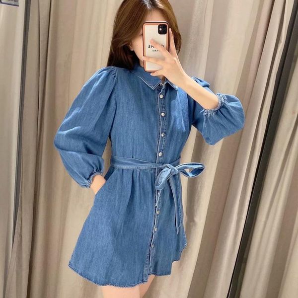 casual dresses denim solid mini dress women turn down collar long lantern sleeve button sashes female autumn belt chic vestidos, Black;gray
casual dresses denim solid mini dress women turn down collar long lantern sleeve button sashes female autumn belt chic vestidos, Black;gray