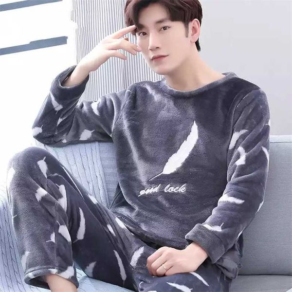 winter warm flannel pajamas sets male men nightwear plus size sleepwear long pant pijamas 211110, Black;brown
winter warm flannel pajamas sets male men nightwear plus size sleepwear long pant pijamas 211110, Black;brown