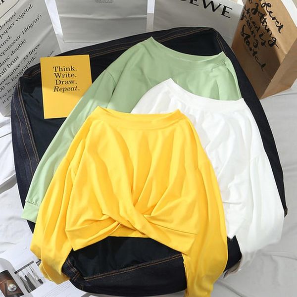 spring autumn women patchwork blouse o-neck long sleeve knotted navel short blouses wx16 women's & shirts, White
spring autumn women patchwork blouse o-neck long sleeve knotted navel short blouses wx16 women's & shirts, White