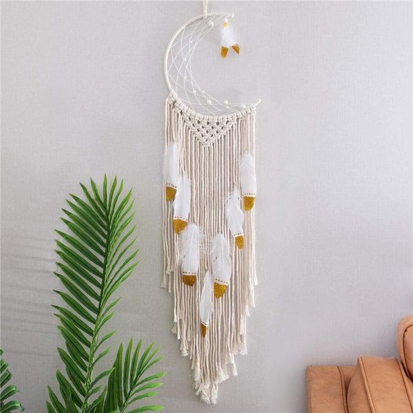 hand-woven moon dream catchers with feather nordic style wall hanging tapestry for home decoration decorative objects & figurines
hand-woven moon dream catchers with feather nordic style wall hanging tapestry for home decoration decorative objects & figurines