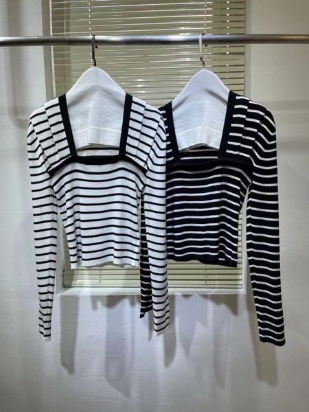 women's sweaters fashion slim shirt for women brand knitted strip print square collar long sleeve black / white pullovers 2021, White;black
women's sweaters fashion slim shirt for women brand knitted strip print square collar long sleeve black / white pullovers 2021, White;black