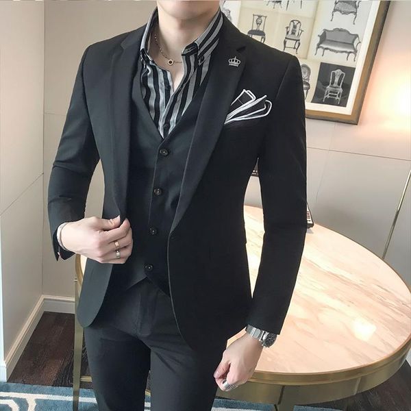 men's suits & blazers oimgcasual fashion embroidered korean slim fit suit wedding dress, White;black
men's suits & blazers oimgcasual fashion embroidered korean slim fit suit wedding dress, White;black