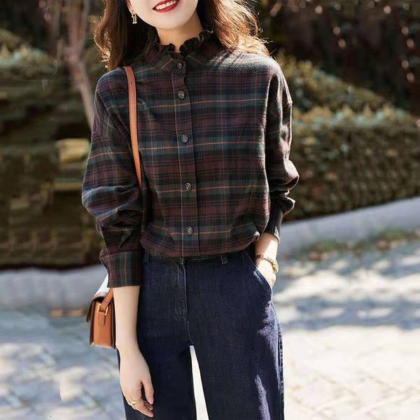women's blouses & shirts arrival spring/autumn women loose casual long sleeve ruffled collar blouse single breasted plaid print co, White
women's blouses & shirts arrival spring/autumn women loose casual long sleeve ruffled collar blouse single breasted plaid print co, White