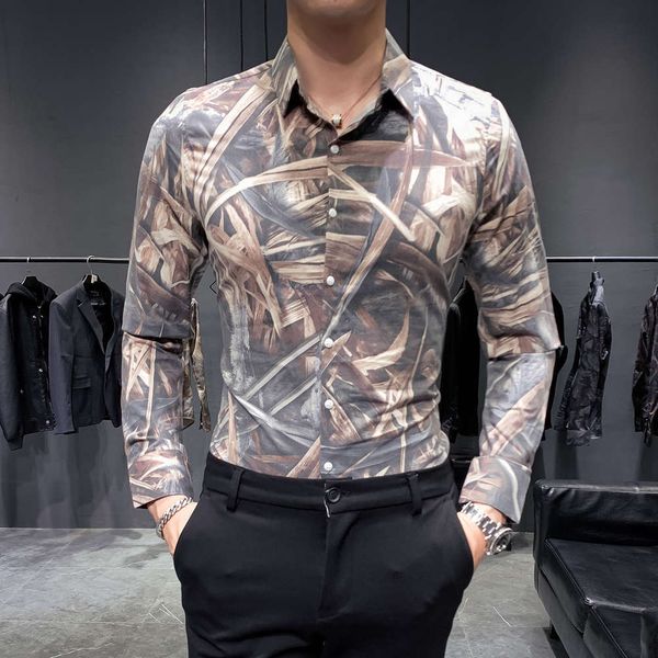 men's casual shirts shirt spring dress korean slim long sleeve youth fashion printed shirt men's floral trend r3zr, White;black 
men's casual shirts shirt spring dress korean slim long sleeve youth fashion printed shirt men's floral trend r3zr, White;black