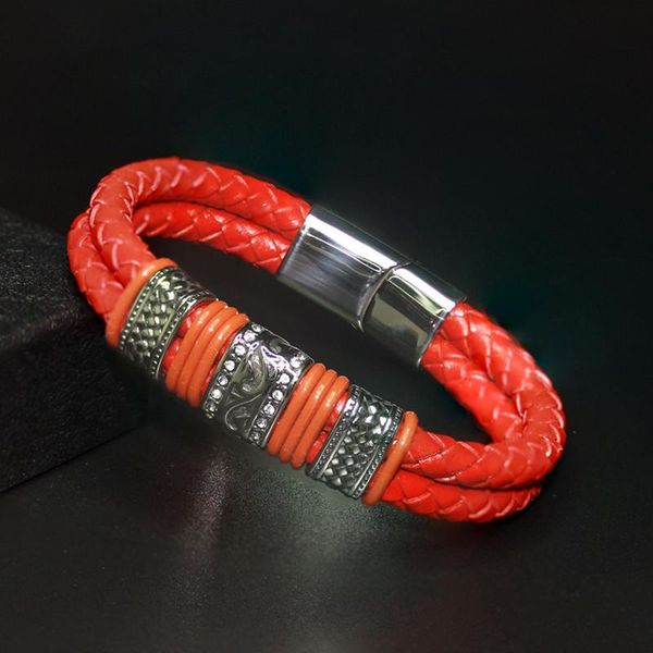 cuff fashion men simple black business leather knitted bracelet ladies red stainless steel magnet clasp jewelry gift women e0096, White
cuff fashion men simple black business leather knitted bracelet ladies red stainless steel magnet clasp jewelry gift women e0096, White