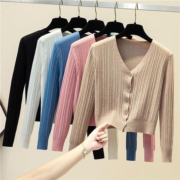 women's knits & tees 2021 autumn women long sleeve v-neck knitted basic sweater coat shirt lady short elastic slim cardigan button blou, White
women's knits & tees 2021 autumn women long sleeve v-neck knitted basic sweater coat shirt lady short elastic slim cardigan button blou, White