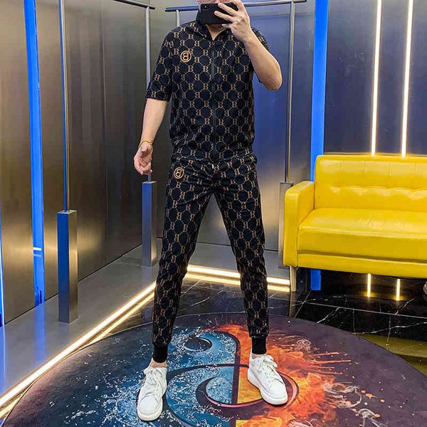hoodies summer of the men suit personality embroidered letter printing cardigan short-sleeve pants two fashion parts, Black
hoodies summer of the men suit personality embroidered letter printing cardigan short-sleeve pants two fashion parts, Black