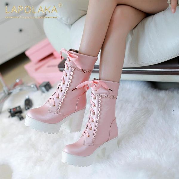 boots lapolaka 2021 brand lace comfortable shoes woman bootie platform fashion thick heels cosplay sweet short plush ladies, Black
boots lapolaka 2021 brand lace comfortable shoes woman bootie platform fashion thick heels cosplay sweet short plush ladies, Black