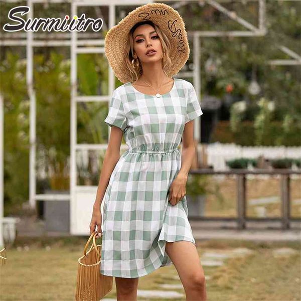 short sleeve women dress summer green black plaid sundress tunic beach party sun mini female 210421, Black;gray
short sleeve women dress summer green black plaid sundress tunic beach party sun mini female 210421, Black;gray