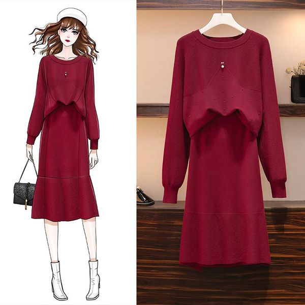 two piece dress sets women autumn knitting two-piece lady sweater suits winter o-neck and elegant knit skirt plus size green wine red, White
two piece dress sets women autumn knitting two-piece lady sweater suits winter o-neck and elegant knit skirt plus size green wine red, White