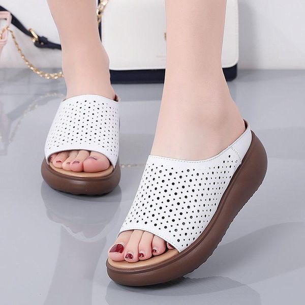slippers lisapie women's leather hollow out ladies thick bottom slides 2021 summer solid half slip-on outdoor for femal, Black
slippers lisapie women's leather hollow out ladies thick bottom slides 2021 summer solid half slip-on outdoor for femal, Black