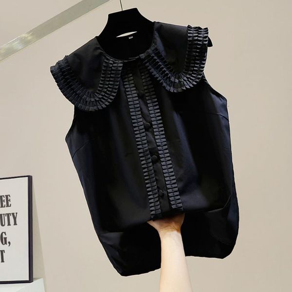 women's tanks & camis 2021 fashion ruffled collar stitching sleeveless black tank patchwork button chic temperament commute shirt summe, White
women's tanks & camis 2021 fashion ruffled collar stitching sleeveless black tank patchwork button chic temperament commute shirt summe, White
