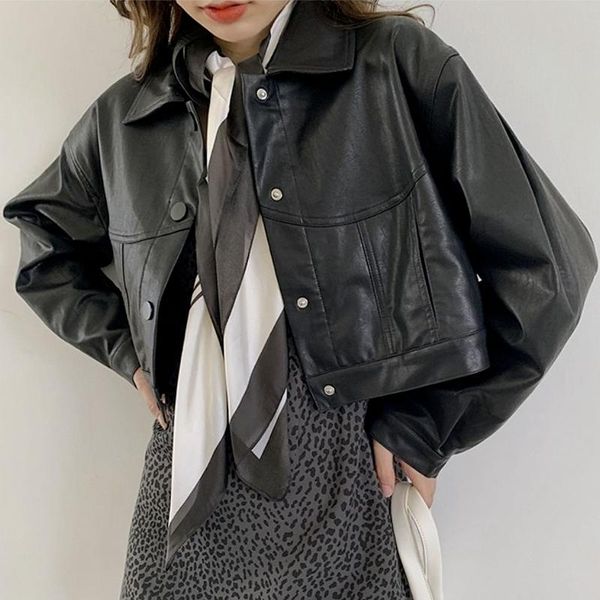 women's leather & faux black jacket women 2021 korean fashion harajuku coat female vintage elegant streetwear white short moto
women's leather & faux black jacket women 2021 korean fashion harajuku coat female vintage elegant streetwear white short moto