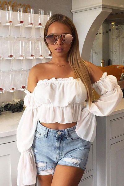 women's t-shirt 2021 women chiffon off shoulder casual crop solid shirts autumn tee romantic slash neck shirt, White
women's t-shirt 2021 women chiffon off shoulder casual crop solid shirts autumn tee romantic slash neck shirt, White