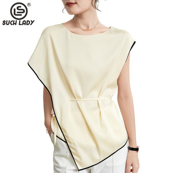 women's blouses & shirts 95% silk 5% spandex shirt o neck short sleeves lace up waist asymmetrical fashion blouse, White
women's blouses & shirts 95% silk 5% spandex shirt o neck short sleeves lace up waist asymmetrical fashion blouse, White