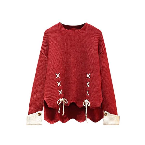 women's sweaters loose red knitted bandage women sweater pullovers winter 2021 o-neck flare sleeved thicken warm female pulls outwear, White;black
women's sweaters loose red knitted bandage women sweater pullovers winter 2021 o-neck flare sleeved thicken warm female pulls outwear, White;black