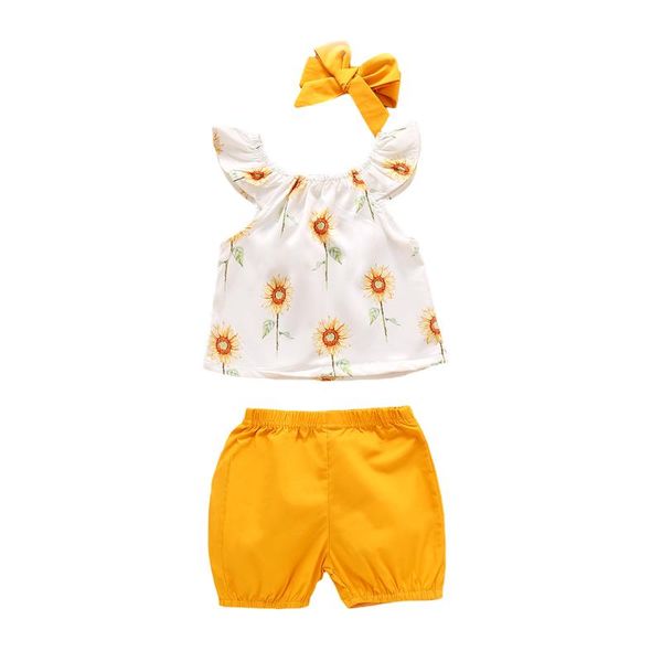 clothing sets summer 3pcs baby girls clothes sunflowers print ruffles sleeve t shirts shorts headband, White
clothing sets summer 3pcs baby girls clothes sunflowers print ruffles sleeve t shirts shorts headband, White