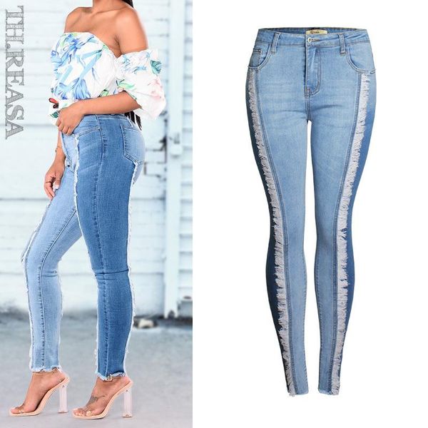 women's jeans europe and the united states open a spring fashion fringe slim show thin lift buttocks small pants women, Blue
women's jeans europe and the united states open a spring fashion fringe slim show thin lift buttocks small pants women, Blue