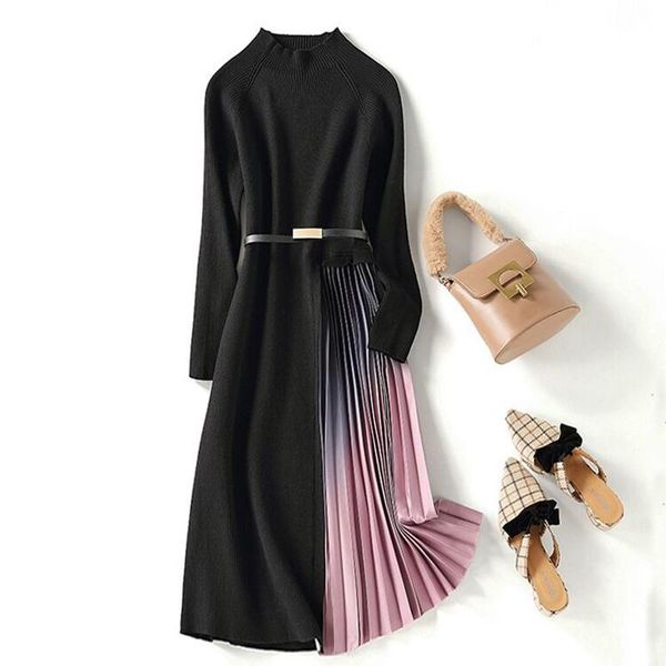 casual dresses vintage female evening party dress pleated gradient patchwork 2021 fall winter robe medium long women knit sweater elegant, Black;gray
casual dresses vintage female evening party dress pleated gradient patchwork 2021 fall winter robe medium long women knit sweater elegant, Black;gray