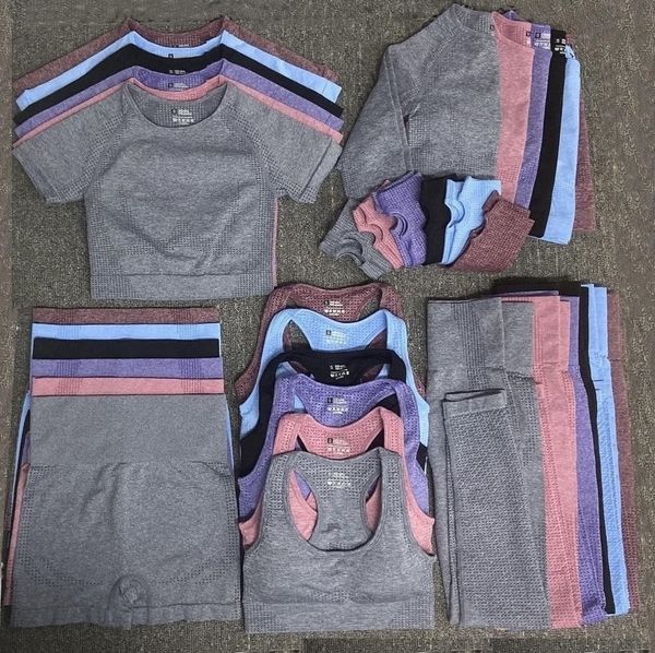 tracksuits seamless designer womens tracksuit shorts yoga suit gym leggings active t shirts fitness sports wear outdoor set 5pcs bra outfits, Gray
tracksuits seamless designer womens tracksuit shorts yoga suit gym leggings active t shirts fitness sports wear outdoor set 5pcs bra outfits, Gray