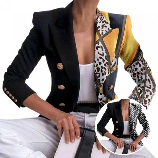 women's suits & blazers office lady blazer leopard print unique turndown collar jacket trendy, White;black
women's suits & blazers office lady blazer leopard print unique turndown collar jacket trendy, White;black