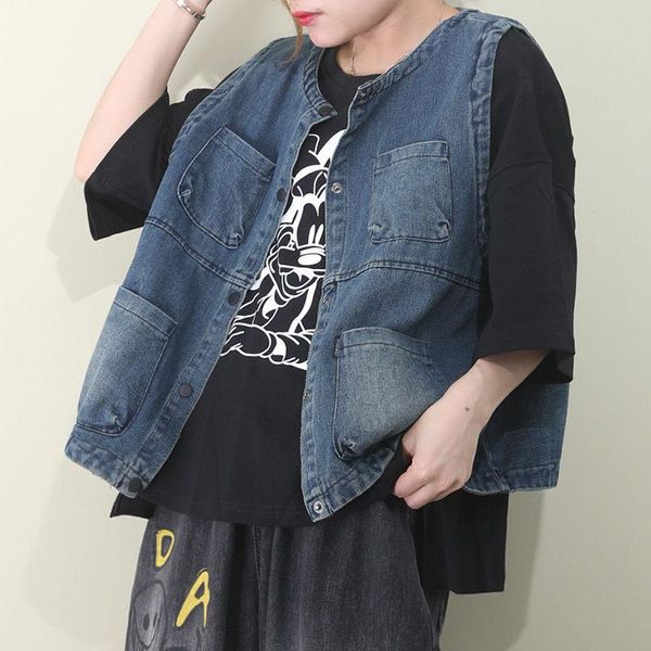 women's vests spring 2021 korean loose large size waistcoat washed old multi-pocket denim vest short jacket vintage jeans shirt summer, Black;white
women's vests spring 2021 korean loose large size waistcoat washed old multi-pocket denim vest short jacket vintage jeans shirt summer, Black;white