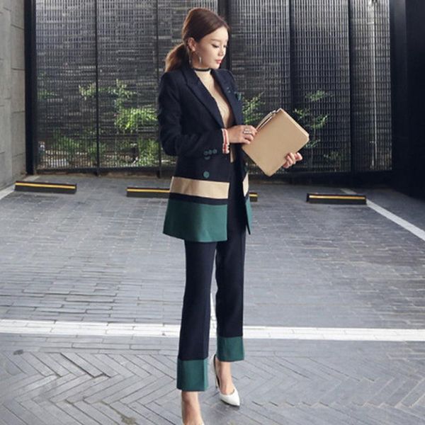 women's suits & blazers 2021 autumn womens 2 piece pant women casual office business formal work wear sets elegant vestidos, White;black
women's suits & blazers 2021 autumn womens 2 piece pant women casual office business formal work wear sets elegant vestidos, White;black