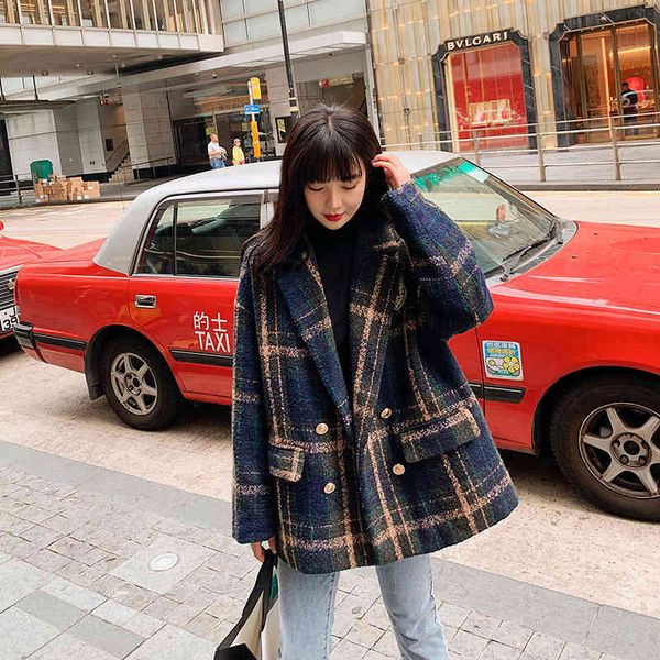 women's wool & blends plaid coat of wool with collar, female winter ruww, Black
women's wool & blends plaid coat of wool with collar, female winter ruww, Black
