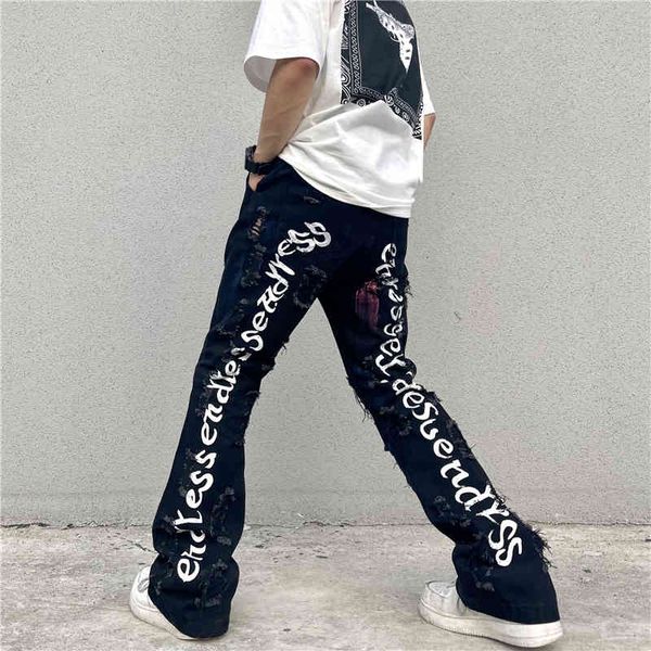 men's pants high street hole return letter embrodiery washed men's brim pants and women's oversize in straight line casual ba, Black
men's pants high street hole return letter embrodiery washed men's brim pants and women's oversize in straight line casual ba, Black