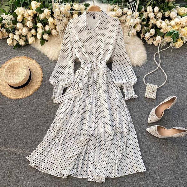 casual dresses for women office lady long sleeve shirt dress vintage elegant polka dot chiffon pleated midi with belt, Black;gray
casual dresses for women office lady long sleeve shirt dress vintage elegant polka dot chiffon pleated midi with belt, Black;gray