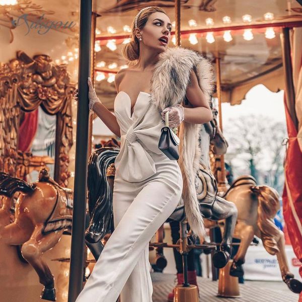 women's jumpsuits & rompers ailigou 2021 summer ladies jumpsuit strapless bow bodysuit elegant club celebrity party vestidos, Black;white
women's jumpsuits & rompers ailigou 2021 summer ladies jumpsuit strapless bow bodysuit elegant club celebrity party vestidos, Black;white
