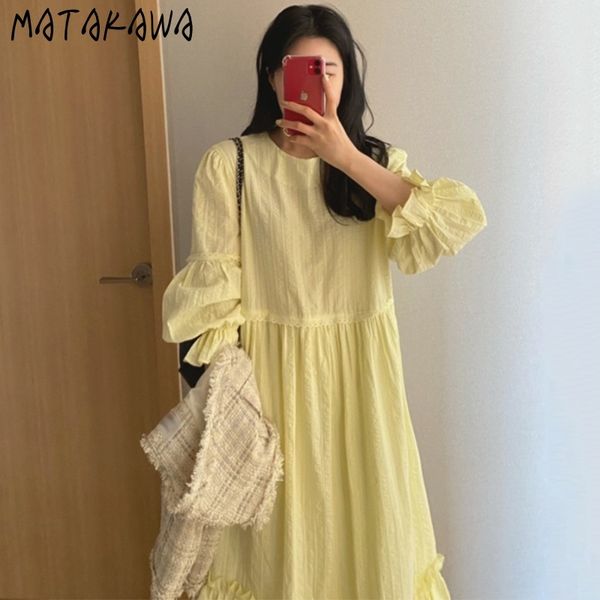 matakawa ruffles robe stitching loose vestidos korea chic yellow round neck woman dress lantern sleeve dresses female 210513, Black;gray
matakawa ruffles robe stitching loose vestidos korea chic yellow round neck woman dress lantern sleeve dresses female 210513, Black;gray