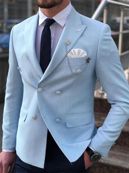 men's suits & blazers sky blue men 2 pieces modern custom made handsome wedding fit slim formal coat+pinstripe black pant, White;black
men's suits & blazers sky blue men 2 pieces modern custom made handsome wedding fit slim formal coat+pinstripe black pant, White;black