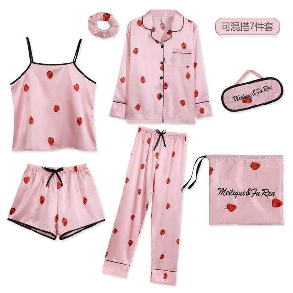 strawberry print womens sleepwears 7pcs pajamas sets women sleepwear silk satin pyjamas set long sleeve winter and summer full, Black;red
strawberry print womens sleepwears 7pcs pajamas sets women sleepwear silk satin pyjamas set long sleeve winter and summer full, Black;red