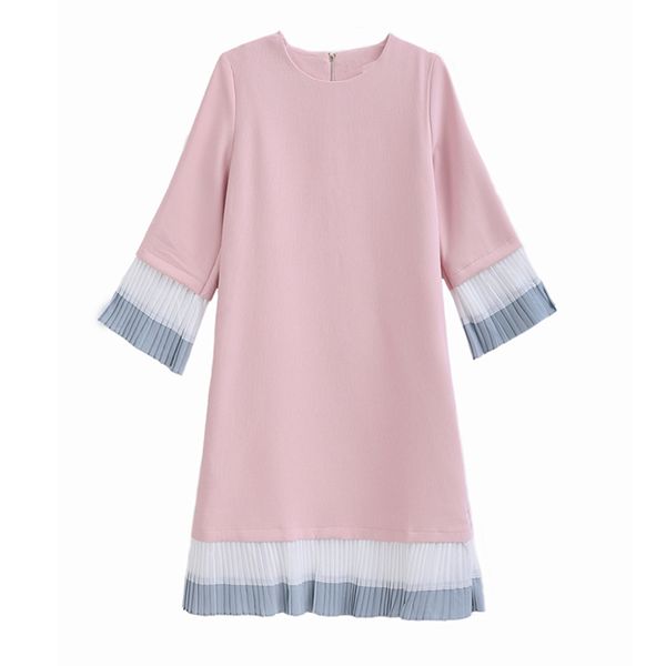 spring autumn o neck 3/4 sleeve mini short dress pink patchwork pleat d0632 210514, Black;gray
spring autumn o neck 3/4 sleeve mini short dress pink patchwork pleat d0632 210514, Black;gray