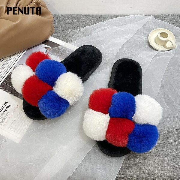 slippers winter women faux fur slides fluffy house female shoes woman with pom pon furry m019p, Black
slippers winter women faux fur slides fluffy house female shoes woman with pom pon furry m019p, Black