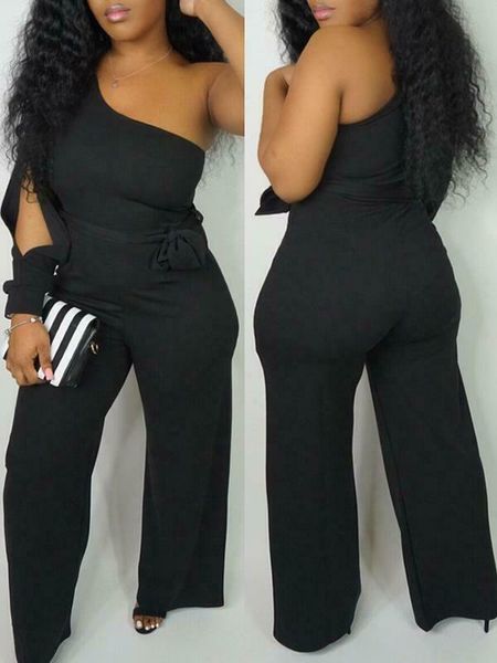 women's jumpsuits & rompers fashion women ladies one shoulder jumpsuit solid wide leg skew neck waist belt loose casual, Black;white
women's jumpsuits & rompers fashion women ladies one shoulder jumpsuit solid wide leg skew neck waist belt loose casual, Black;white