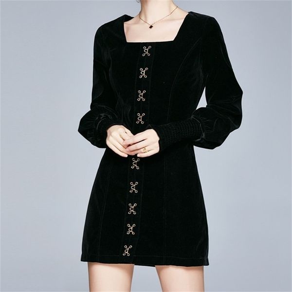 autumn winter women lantern long sleeve runway mini dress fashion velvet vintage button chic short dress 210603, Black;gray
autumn winter women lantern long sleeve runway mini dress fashion velvet vintage button chic short dress 210603, Black;gray