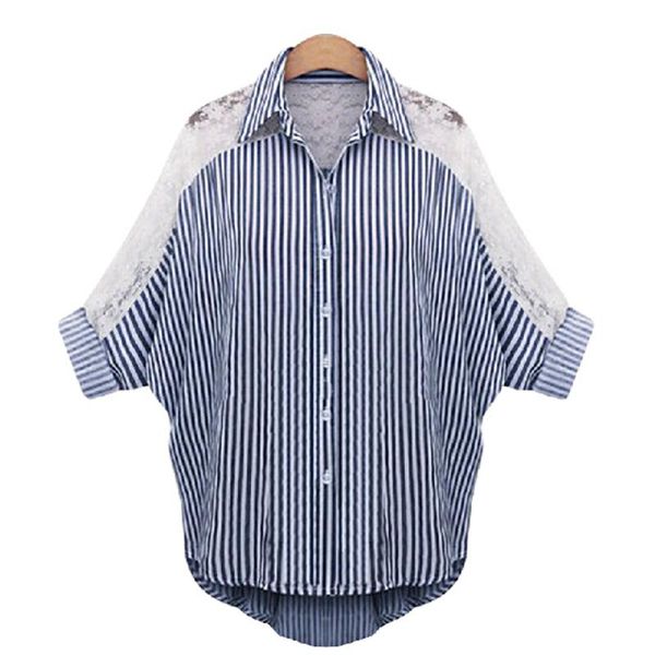 women's blouses & shirts l-6xl summer lace blouse women 2021 plus size casual striped ladies loose stitching bat sleeve blusas female, White
women's blouses & shirts l-6xl summer lace blouse women 2021 plus size casual striped ladies loose stitching bat sleeve blusas female, White