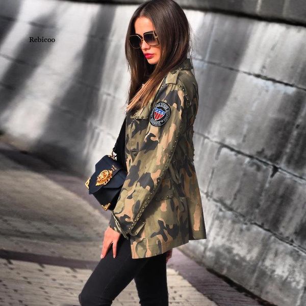 women's jackets spring clothes for women rivet patch plus size coat drawing slim streetwear camouflage long sleeve jacket wholesale, Black;brown
women's jackets spring clothes for women rivet patch plus size coat drawing slim streetwear camouflage long sleeve jacket wholesale, Black;brown