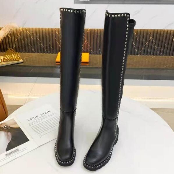 boots ins flats black genuine leather long botas rivets studded fashion round toe women cool
boots ins flats black genuine leather long botas rivets studded fashion round toe women cool