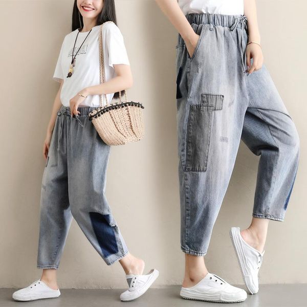 women's jeans women summer spliced blue ladies loose casual denim pants woman elastic vintage sashes harem trousers ankle length
women's jeans women summer spliced blue ladies loose casual denim pants woman elastic vintage sashes harem trousers ankle length