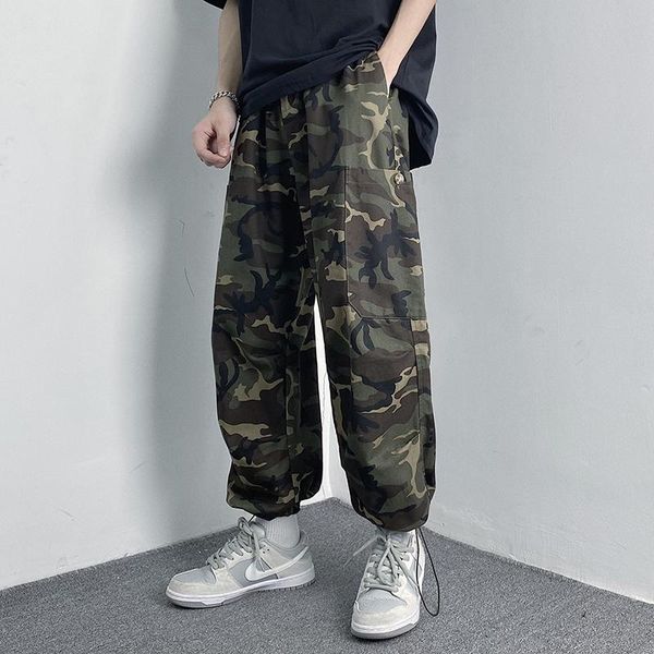 men's pants spring camouflage jogging men elastic waist loose sports cropped trousers fashion street cargo sweatpants male female, Black
men's pants spring camouflage jogging men elastic waist loose sports cropped trousers fashion street cargo sweatpants male female, Black