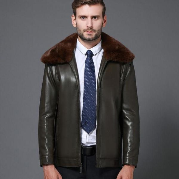 men's fur & faux autumn and winter fashion business casual sheep skin jackets male plus velvet collar leather jacket, Black
men's fur & faux autumn and winter fashion business casual sheep skin jackets male plus velvet collar leather jacket, Black