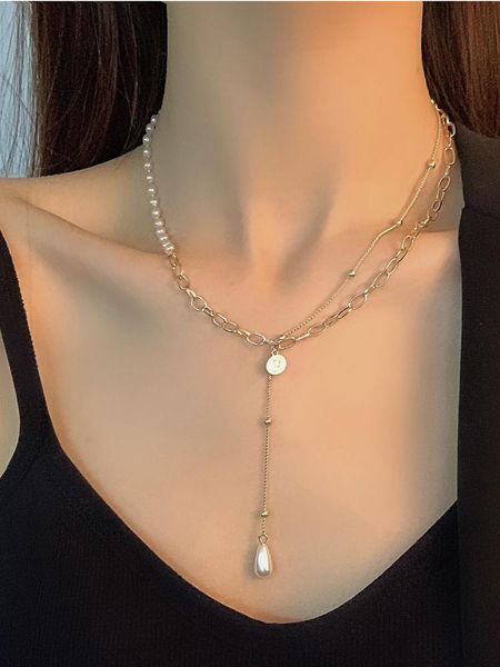 Asymmetric Pearl Pendant Necklace Joker Long Sweater Chain Fashion And Personality Sweet Romantic Women Jewelry Gift Accessories Necklaces, Silver
Asymmetric Pearl Pendant Necklace Joker Long Sweater Chain Fashion And Personality Sweet Romantic Women Jewelry Gift Accessories Necklaces, Silver